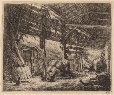 Interior of a Barn by Adriaen van Ostade