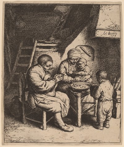 Peasant Family Saying Grace by Adriaen van Ostade