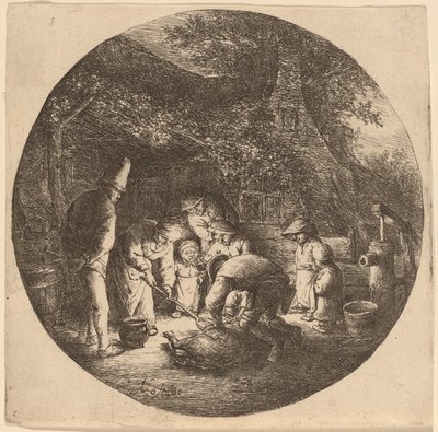 Pig Slaughterers by Adriaen van Ostade
