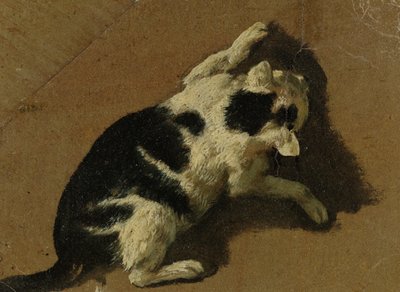 Cat playing by Adriaen van de Velde