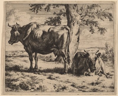 Two Cows under a Tree by Adriaen van de Velde