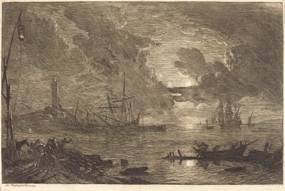 Harbor by Moonlight by Adrien Manglard