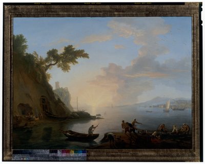 Neapolitan Coast with Fishermen at Sunrise by Adrien Manglard