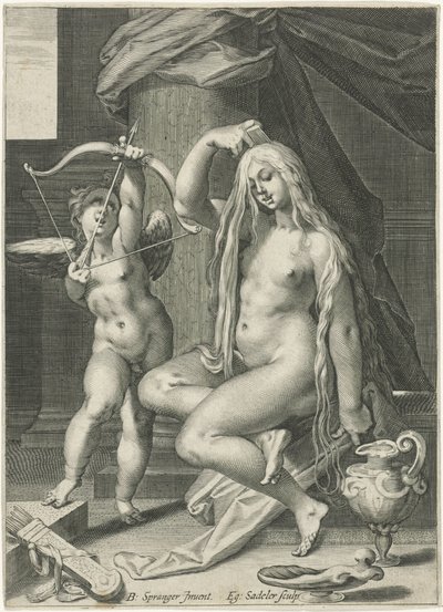 Venus Combing Her Hair by Egidius  Sadeler (II)