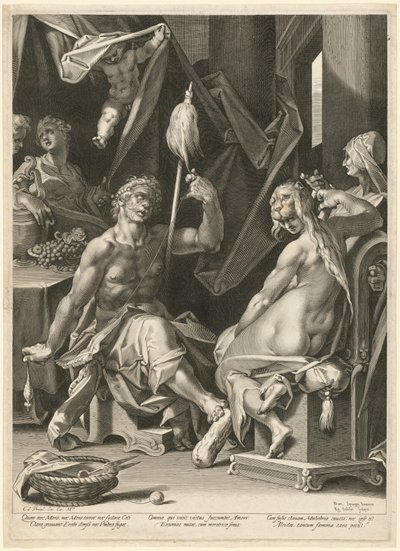 Hercules and Omphale by Aegidius Sadeler II, after Bartholomaeus Spranger
