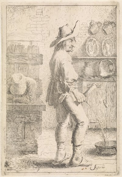 A peeing man by Aert van Waes
