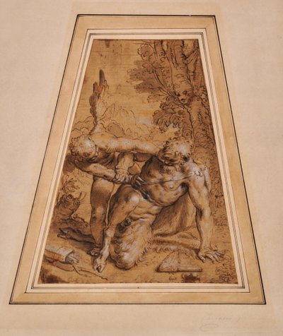 Cupid conquering Pan by Agostino (attr. to) Carracci