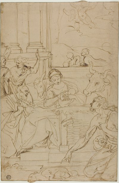 Adoration of the Shepherds by Agostino Carracci