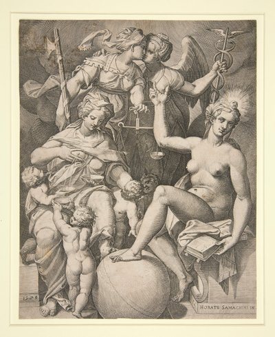 Charity, Justice, Truth, and Peace by Agostino Carracci
