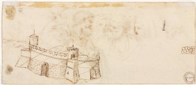 Crenelated Fortress verso by Agostino Carracci