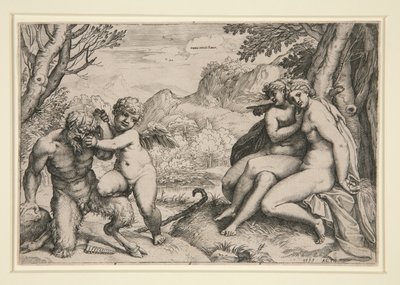 Pan Subdued by Cupid by Agostino Carracci