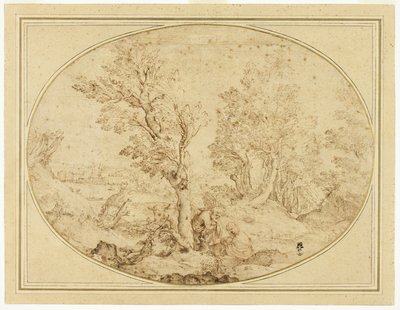 Rest on the Flight into Egypt by Agostino Carracci