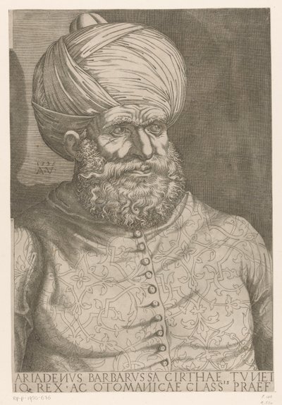 Portrait of Admiral Khair ad-Din Barbarossa by Agostino Veneziano