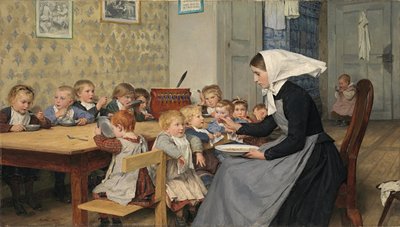 At the crèche I, 1890 by Albert Anker