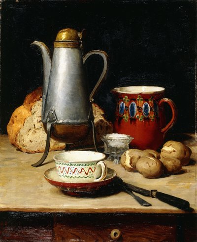 Still Life: Coffee and Potatoes by Albert Anker