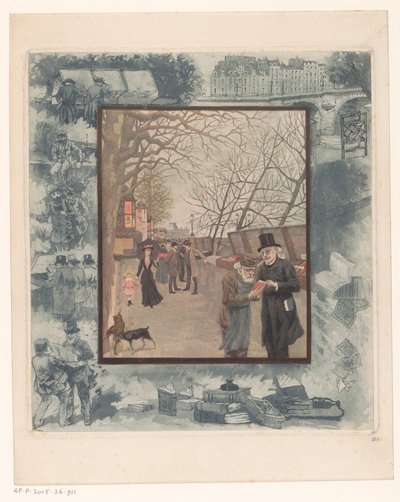 Bookstalls on a Quay in Paris by Albert Bertrand