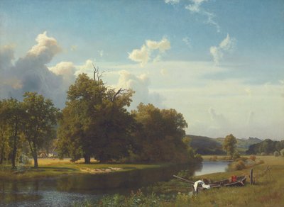 A River Landscape, Westphalia by Albert Bierstadt