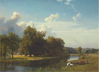 A River Landscape, Westphalia by Albert Bierstadt