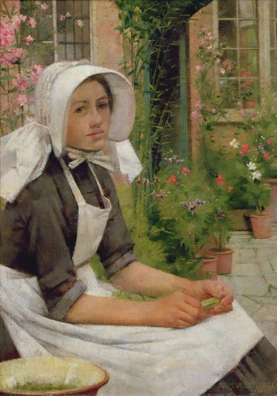 Girl Shelling Peas by Albert Chevallier Tayler