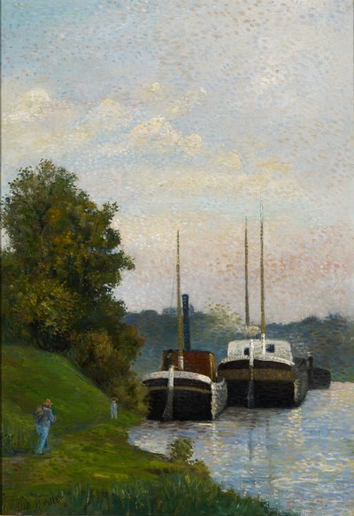 Barges on the Seine by Albert Dubois Pillet