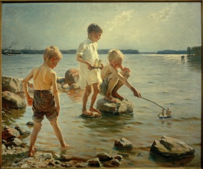 Boys Playing on the Coast by Albert Gustaf Aristides Edelfelt