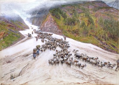 The Goat-Herd in the Swiss Alps by Albert Goodwin