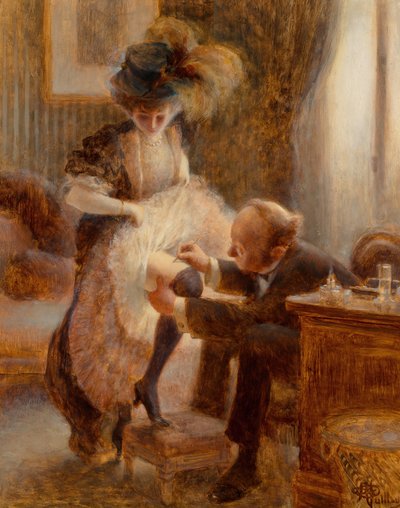 Lifting her petticoat by Albert Guillaume