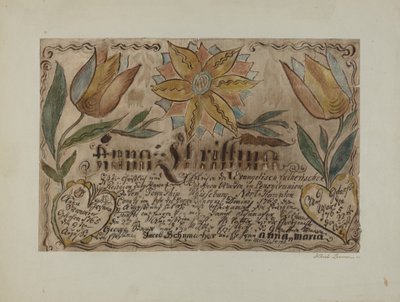 Pa. German Birth Certificate by Albert J. Levone