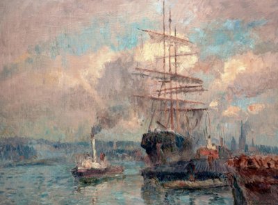 In the Port of Rouen by Albert Lebourg