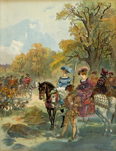 Royal Hunt of Francois I. Illustration by Albert Robida