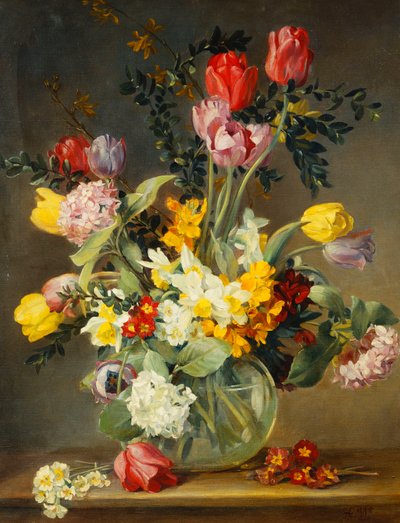 Tulips in a Glass Vase by Albert Williams