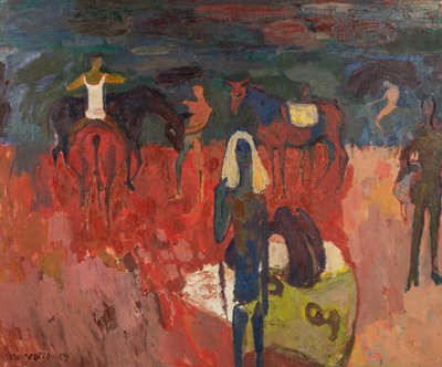 Riders on a Beach by Alberto Morrocco