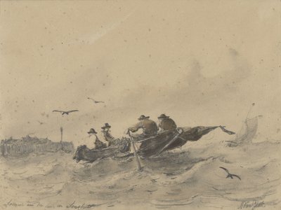 Four Men in a Rowboat by Albertus van Beest