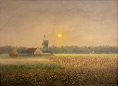 Windmill at Latem at Moonlight by Albijn Van den Abeele