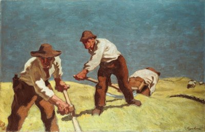 Mowing Mountain Farmers by Albin Egger Lienz
