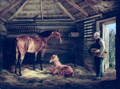 English Mare with Her Foals, 1833 by Albrecht Adam