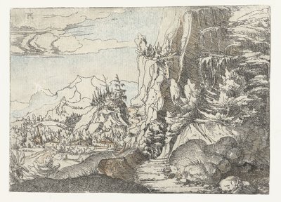 Landscape with Dark Rock Wall by Albrecht Altdorfer