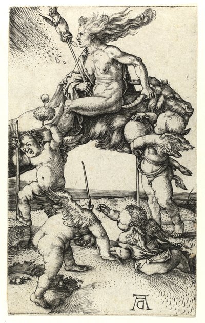 Witch Riding Backwards on a Goat by Albrecht Dürer