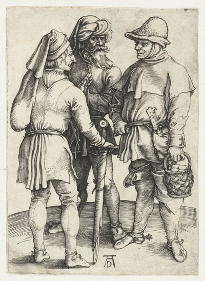 Three Peasants in Conversation by Albrecht Dürer or Duerer