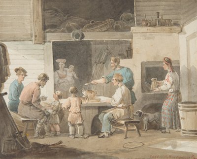 Lunchtime, 1821 by Aleksei Gavrilovich Venetsianov