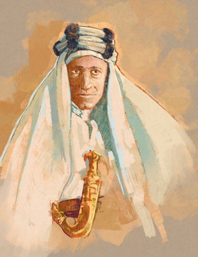Portrait of Lawrence of Arabia (illustration) by Alessandro Lonati