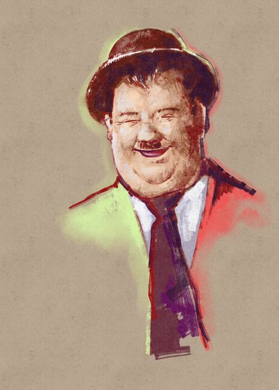 Portrait of Comedian Oliver Hardy (illustration) by Alessandro Lonati