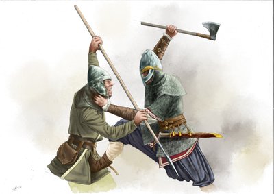 Viking warrior fighting by Alessandro Lonati