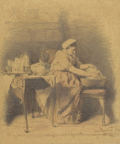 Seated Woman Washing Dishes by Alexander Hugo Bakker Korff