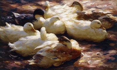 Ducks on a Riverbank by Alexander Koester