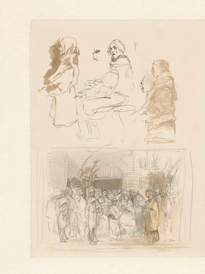 Several Figures and a Funeral Procession by Alexander Schaepkens