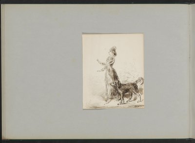 Walking Woman with Dog by Alexander Ver Huell