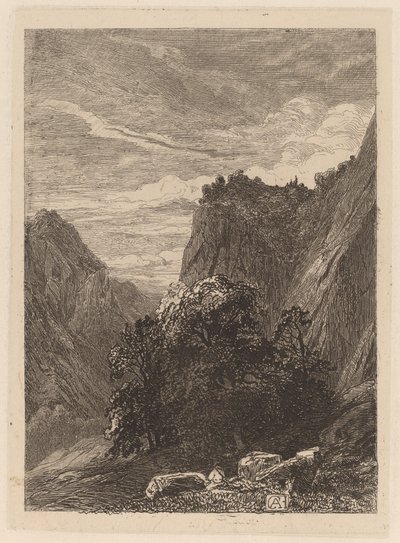 Trees at the Foot of a Cliff by Alexandre Calame