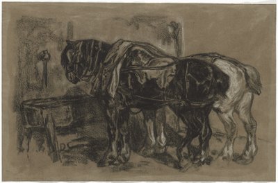 Two Draft Horses by Alexandre Gabriel Decamps