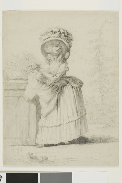 An Elegant Young Woman in a Garden by Alexandre Moitte
